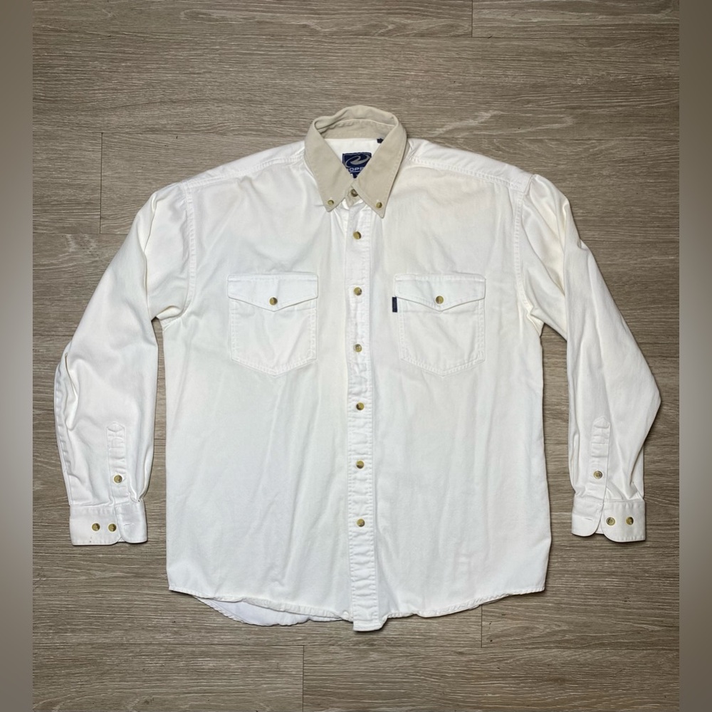 Vintage Roper Western Wear‎ Long Sleeve Button Up Shirt Cream Men’s Size MEDIUM